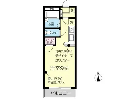 ビューパレス一本杉(1K/1階)の間取り写真