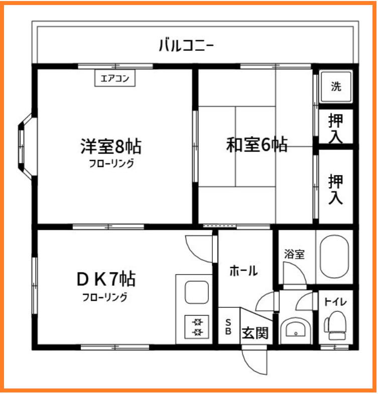 セゾンあざみ野(2DK/1階)の間取り写真