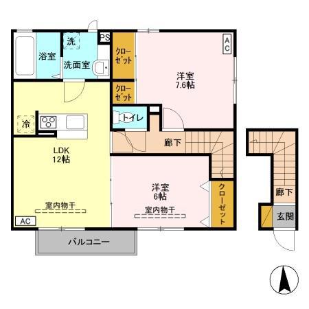 サンメゾン真弓 B201(2LDK/2階)の間取り写真