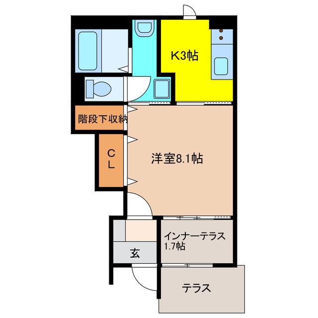 江南市野白町 アパート(1K/1階)の間取り写真