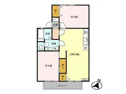 クレセントハイム(2LDK/2階)の間取り写真