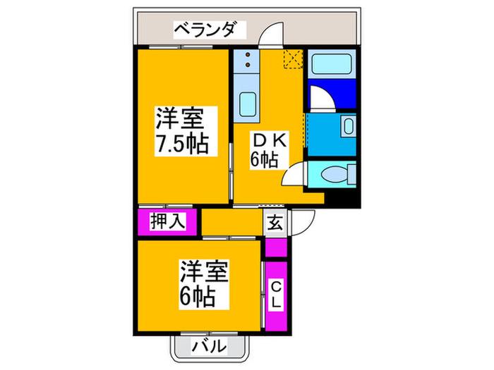 サンモール木下(2DK/2階)の間取り写真