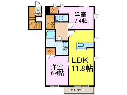 メゾン・フィオーレ(2LDK/2階)の間取り写真