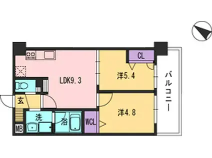コンダクト福岡東(2LDK/10階)の間取り写真