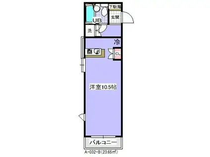 ローズマンションA32番館(ワンルーム/2階)の間取り写真