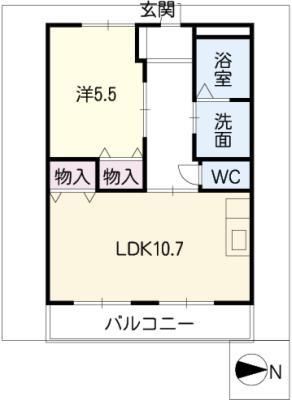 ライフシャトー(1LDK/1階)の間取り写真