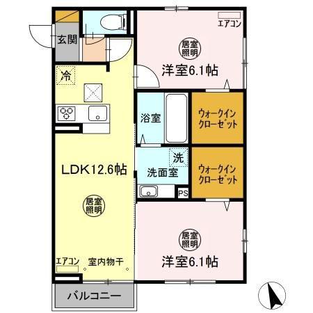 コージーコート・エーデル(2LDK/1階)の間取り写真