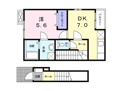 ファインヴィラ(1DK/2階)の間取り写真