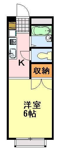 フラッツ風戸(1K/1階)の間取り写真