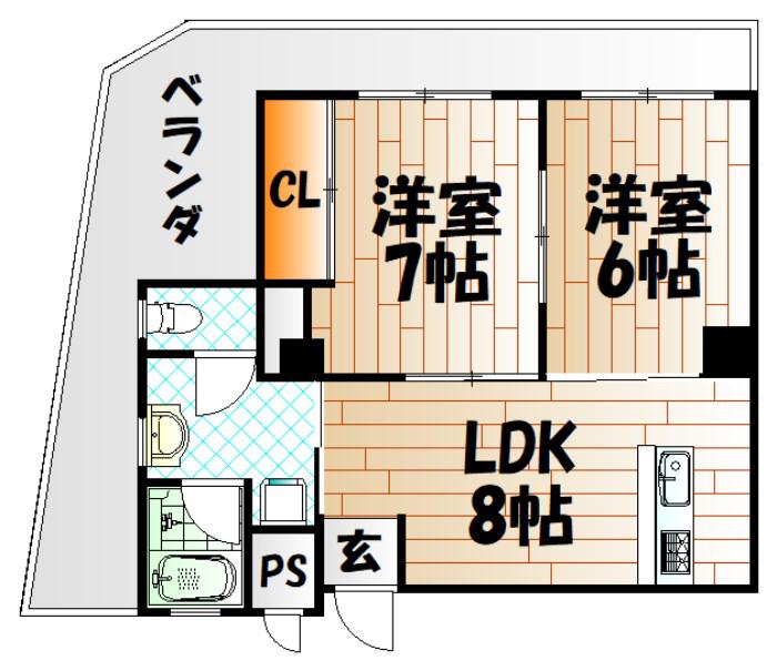 ヤマニビル(2LDK/5階)の間取り写真