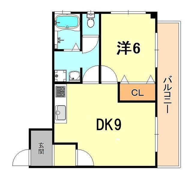 中塚マンション(1DK/4階)の間取り写真