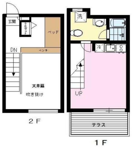 エスパス(1LK/2階)の間取り写真