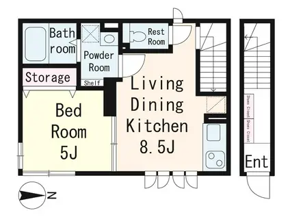 ヴィルヌーヴ イースト(1LDK/2階)の間取り写真