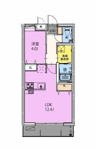 GRAND NINE南宮崎(1LDK/3階)の間取り写真