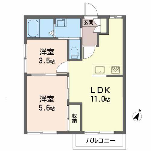 キャッスルバレーA(2LDK/2階)の間取り写真