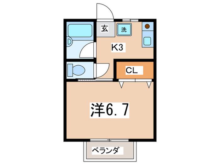 フローラ(1K/1階)の間取り写真