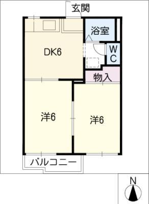 シードルング三好東山(2DK/2階)の間取り写真