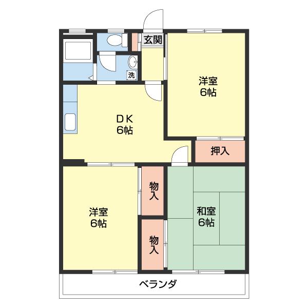 レジデンス粟(3DK/5階)の間取り写真