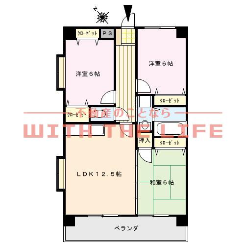 グリーンキャッスル(3LDK/2階)の間取り写真