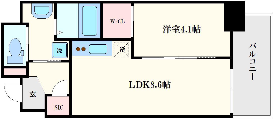 アドバンス上町台シュタット(1LDK/8階)の間取り写真