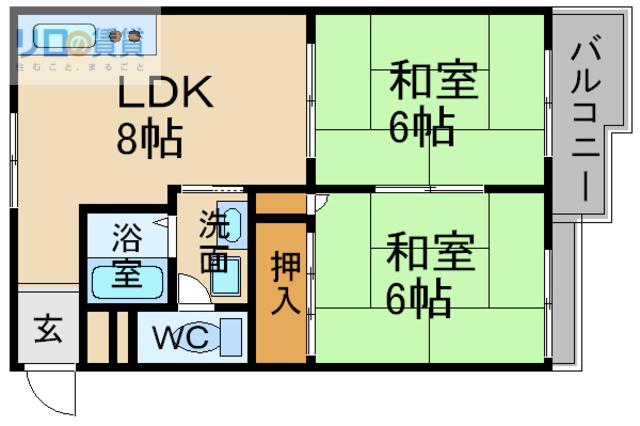 マサゴハイツ7(2LDK/2階)の間取り写真