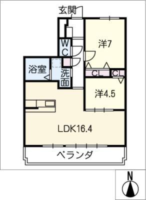 コラベル神山(2LDK/3階)の間取り写真