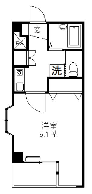 エポック21 A棟(1K/1階)の間取り写真