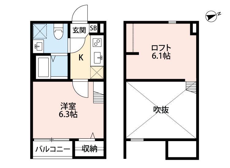 CHOROS(1K/2階)の間取り写真
