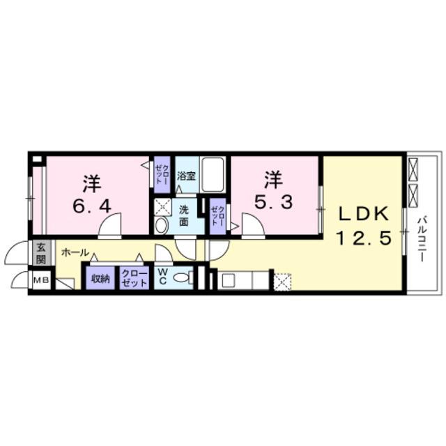 カーサ小紅屋(2LDK/2階)の間取り写真
