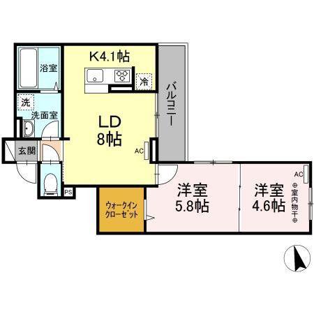 D-ROOM ARAI 7 RESIDENCE(2LDK/3階)の間取り写真