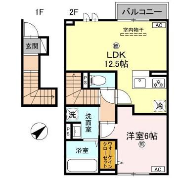 インフィニティ北ノ丁(1LDK/2階)の間取り写真
