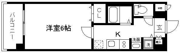 アスヴェル京都御所前II(1K/2階)の間取り写真