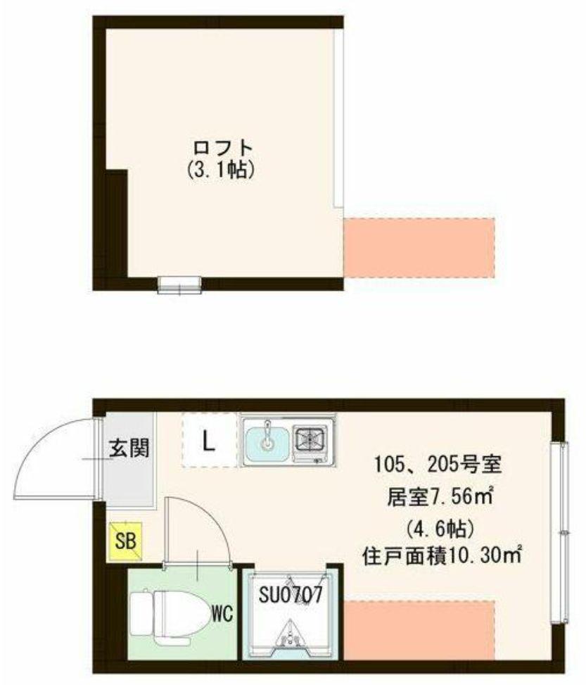 MILAVITA高田馬場(ワンルーム/1階)の間取り写真