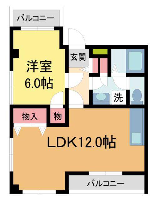 ルミエール奥田(1LDK/3階)の間取り写真