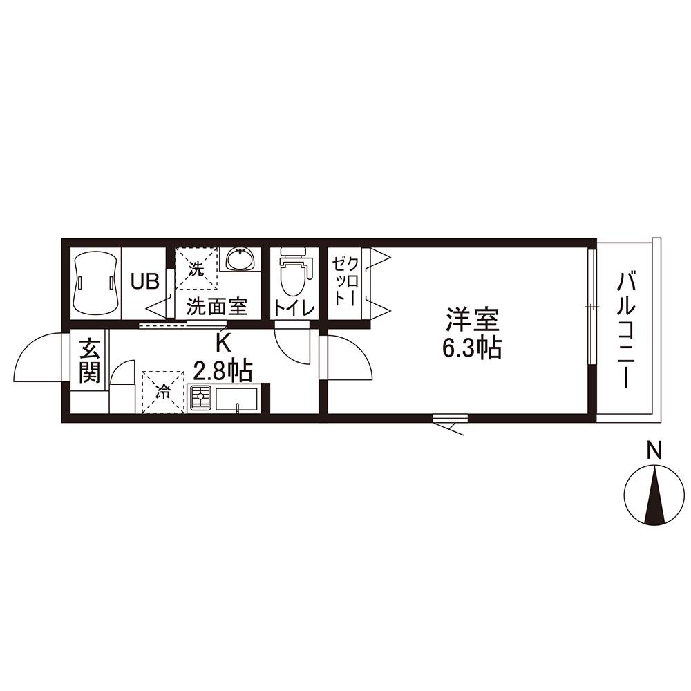CONTECASA弘明寺(1K/1階)の間取り写真