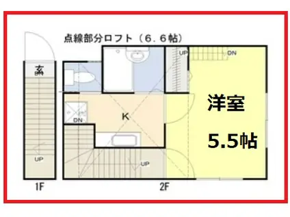 ヴィラ三ノ輪(1K/2階)の間取り写真
