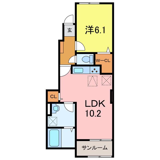 ネオ・ハーモニー・S III(1LDK/1階)の間取り写真
