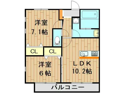 DR.YELLOW(2LDK/2階)の間取り写真