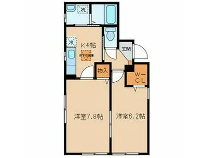 リビオン(2K/1階)の間取り写真