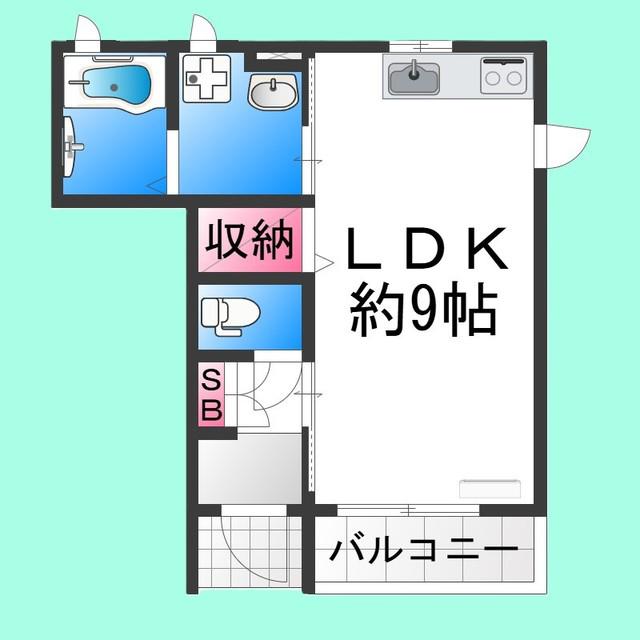 ダブルハピネス賑町(ワンルーム/1階)の間取り写真