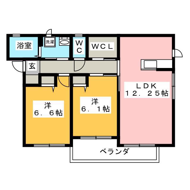 ベリエ湘南A(2LDK/2階)の間取り写真