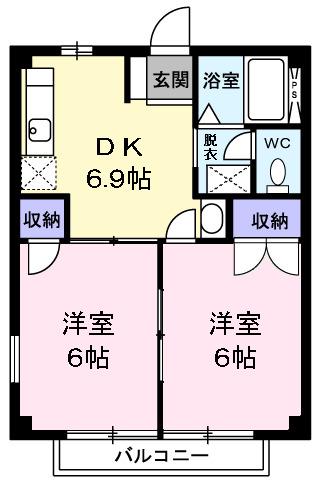 ファミール木下(2DK/1階)の間取り写真