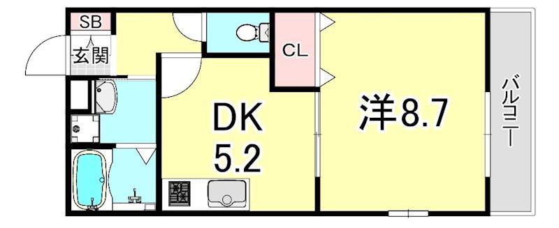 グレイス御屋敷通(1DK/2階)の間取り写真