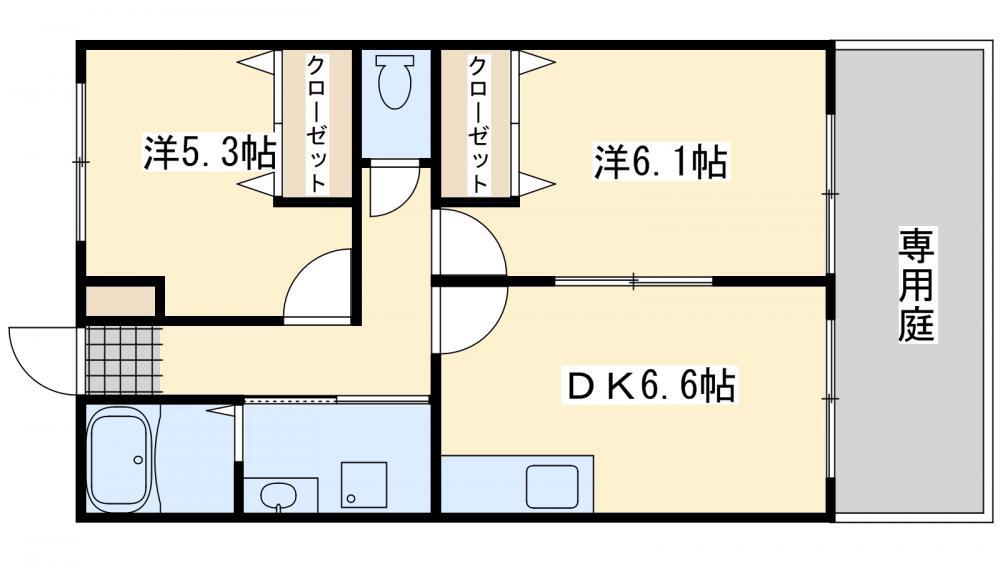 カーサフェリーチェ遠賀(2DK/1階)の間取り写真