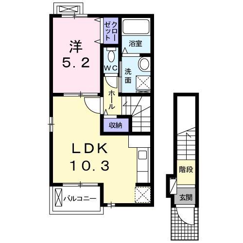 TSヴィラ(1LDK/2階)の間取り写真
