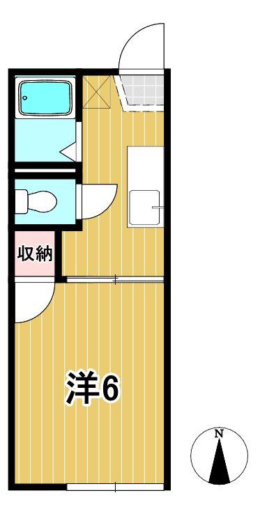 コーポ野上C(1K/2階)の間取り写真