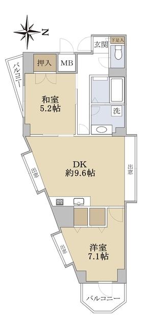 エメラルドマンションII(2DK/2階)の間取り写真