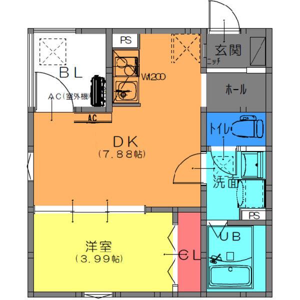 FSTYLE西取石3号館(1DK/1階)の間取り写真