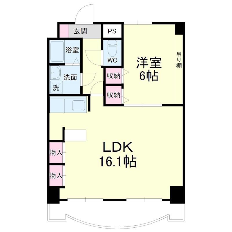 アップル第7マンション(1LDK/10階)の間取り写真