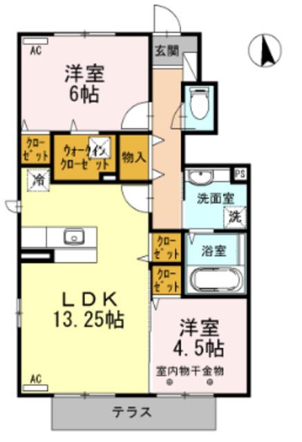 ルミエール ド エスポワール II(2LDK/1階)の間取り写真
